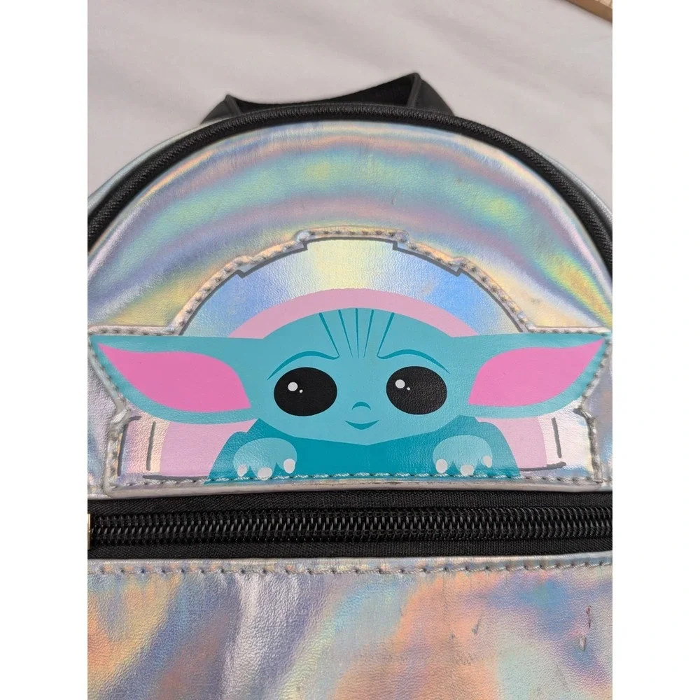 Star Wars Grogu Baby Yoda Mandalorian Holographic Mini‎ Backpack Bag Bioworld